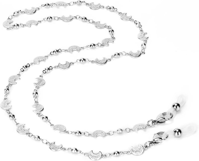 Hongeely Eyeglass Chain Silver Stainless Steel Handmade Necklace for Reading Glasses Sunglass Beaded Chains for Men Women - Image 5